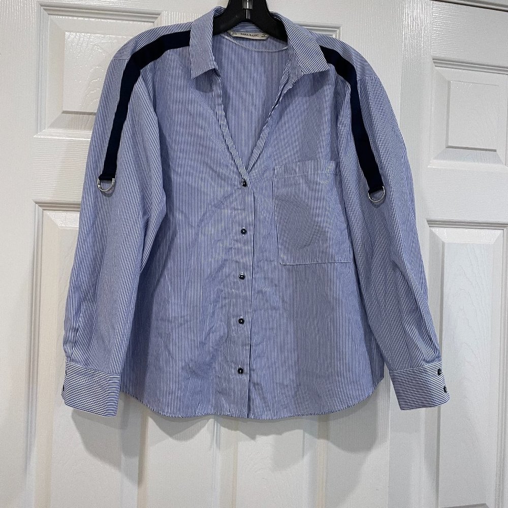 Zara Oversized Navy Striped Shirt (Retail: $50)